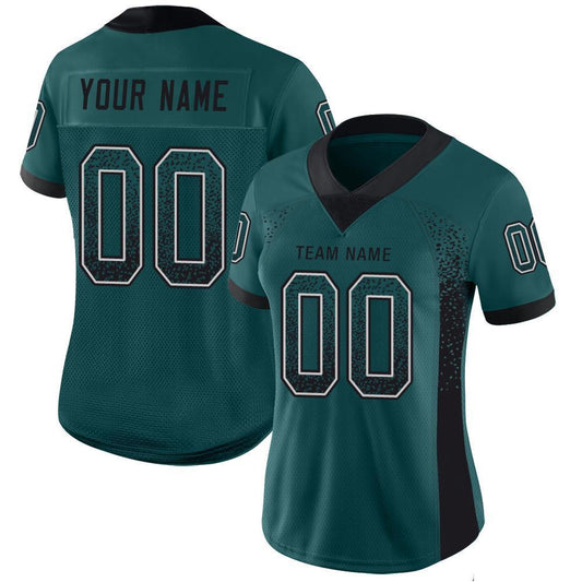 Custom Midnight Green Black-White Mesh Drift Fashion Football Jersey - Sky-Custom