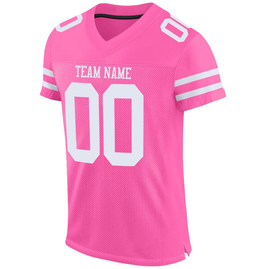 Custom Pink White Mesh Authentic Football Jersey - Sky-Custom