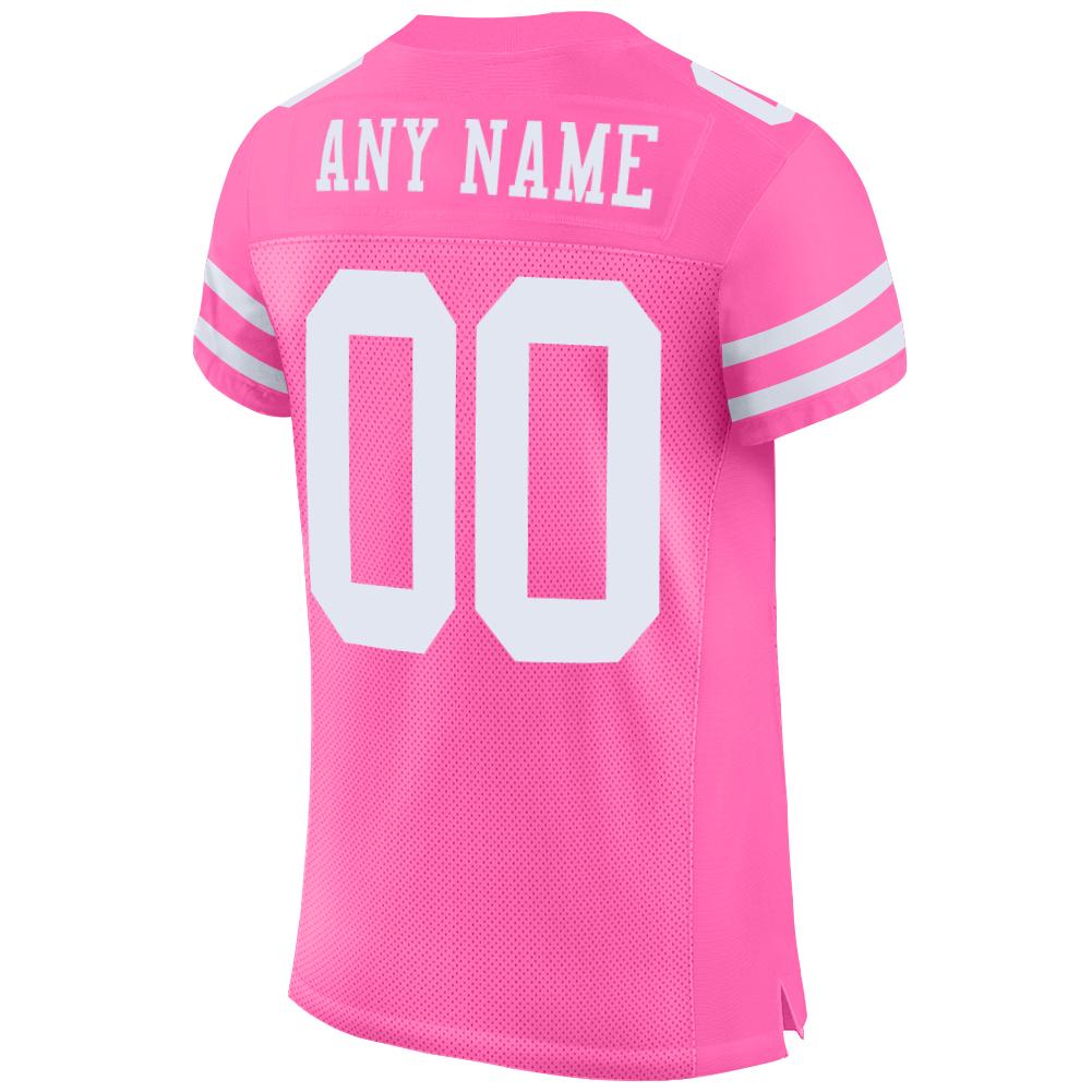 Custom Pink White Mesh Authentic Football Jersey - Sky-Custom