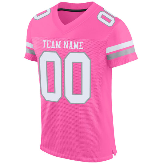 Custom Pink White-Light Gray Mesh Authentic Football Jersey - Sky-Custom