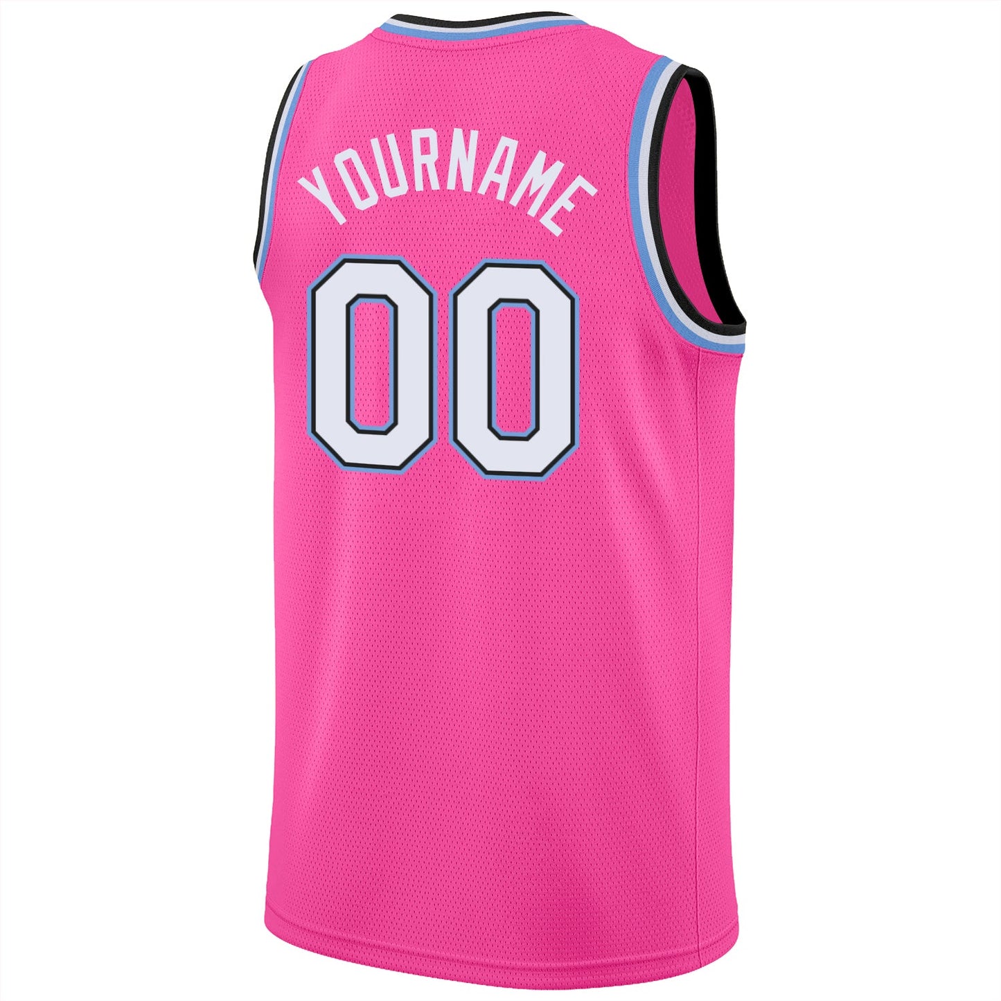 Custom Pink White-Light Blue Round Neck Rib-Knit Basketball Jersey - Sky-Custom