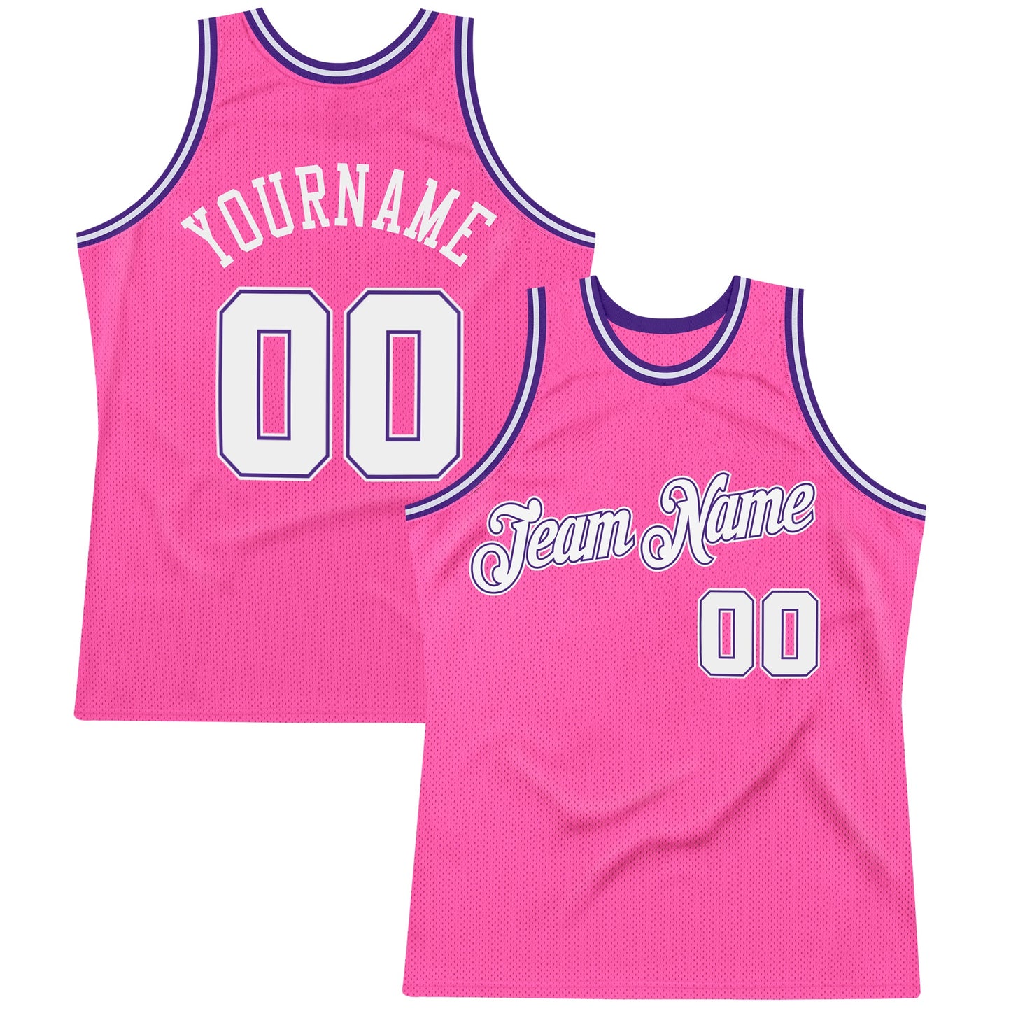 Custom Pink White-Purple Authentic Throwback Basketball Jersey - Sky-Custom