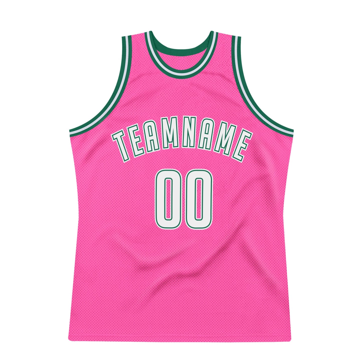 Custom Pink White-Kelly Green Authentic Throwback Basketball Jersey - Sky-Custom