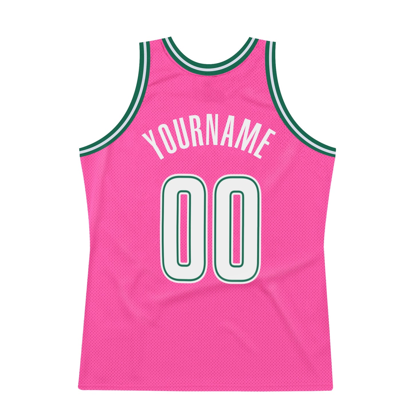 Custom Pink White-Kelly Green Authentic Throwback Basketball Jersey - Sky-Custom