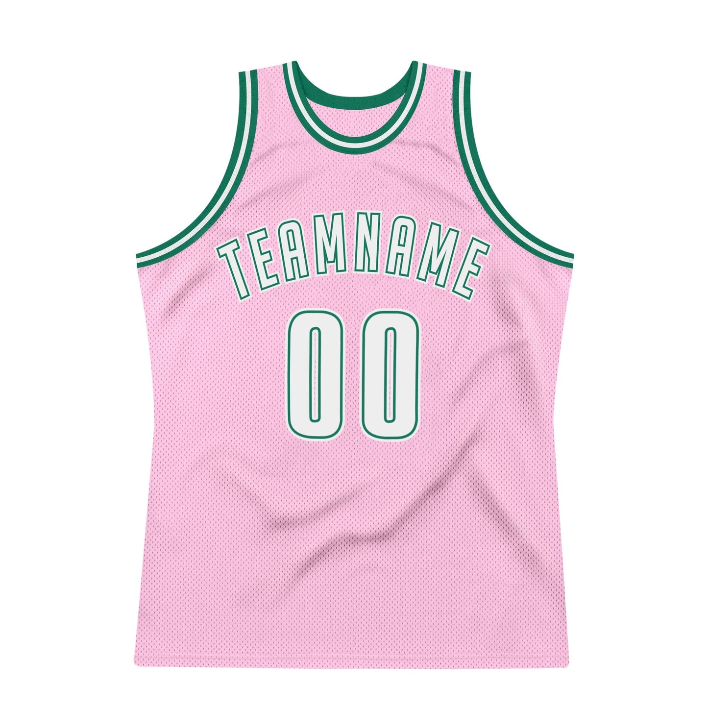 Custom Light Pink White-Kelly Green Authentic Throwback Basketball Jersey - Sky-Custom