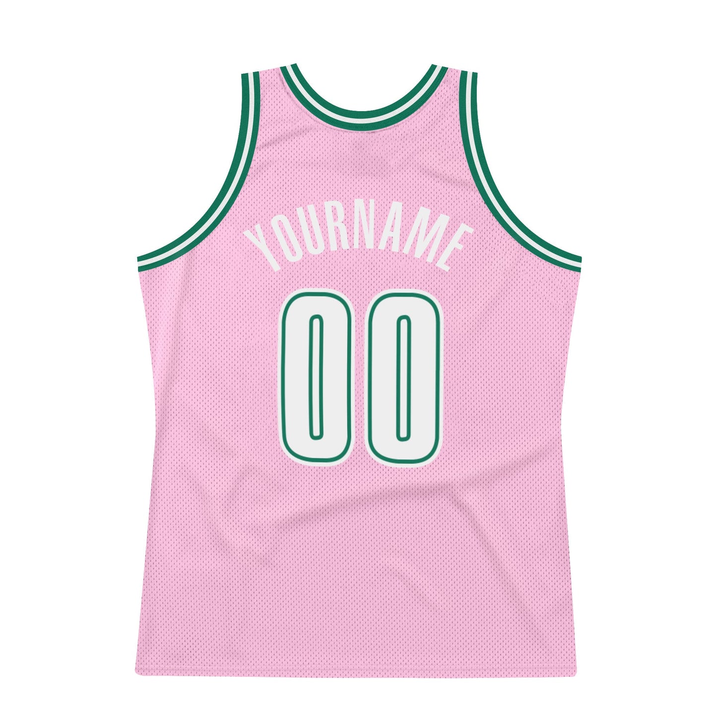 Custom Light Pink White-Kelly Green Authentic Throwback Basketball Jersey - Sky-Custom