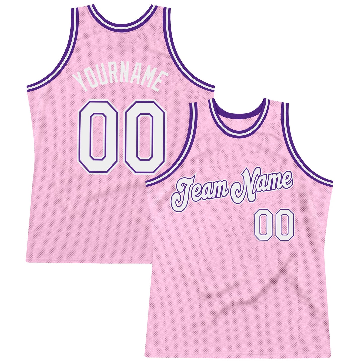 Custom Light Pink White-Purple Authentic Throwback Basketball Jersey - Sky-Custom