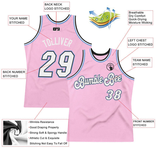 Custom Light Pink White-Light Blue Authentic Throwback Basketball Jersey - Sky-Custom