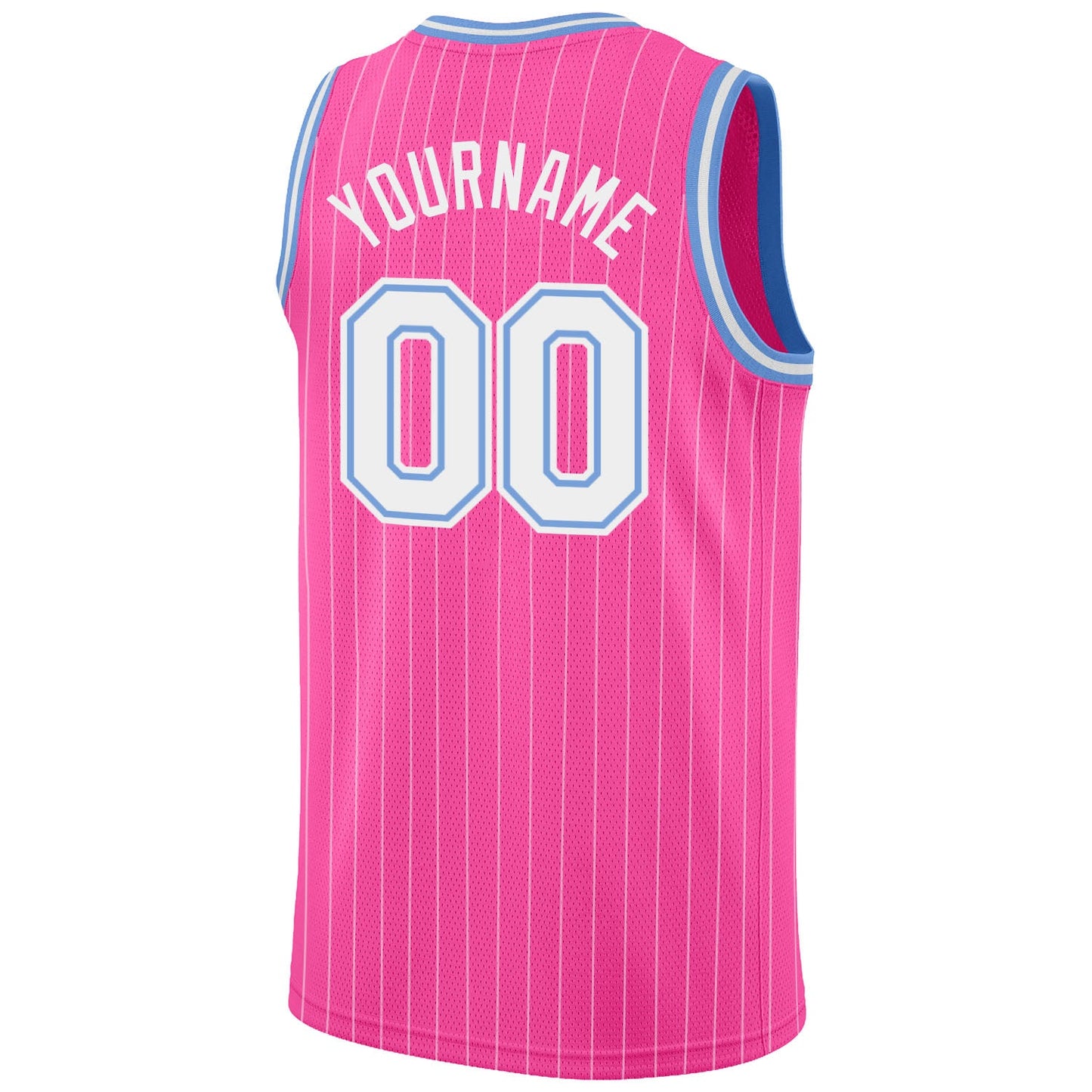 Custom Pink White Pinstripe White-Light Blue Authentic Basketball Jersey - Sky-Custom