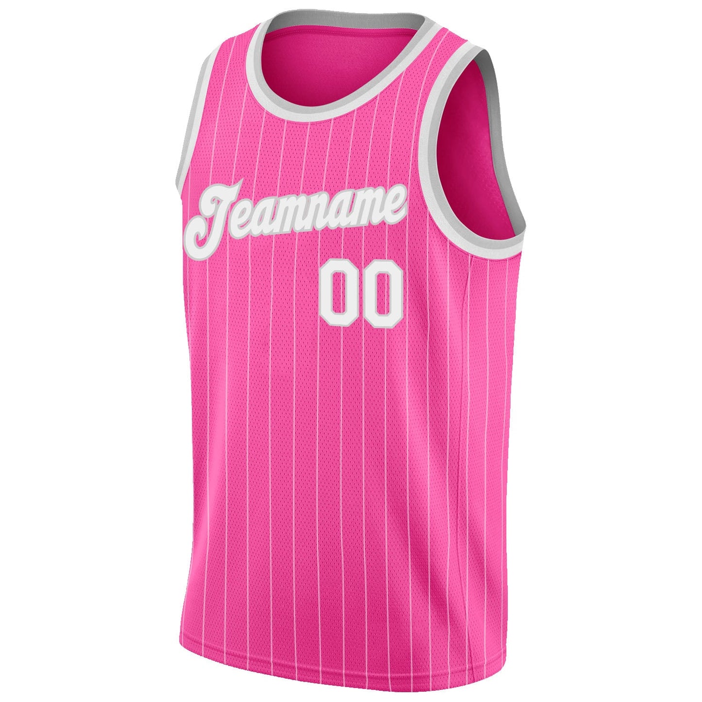 Custom Pink White Pinstripe White-Gray Authentic Basketball Jersey - Sky-Custom