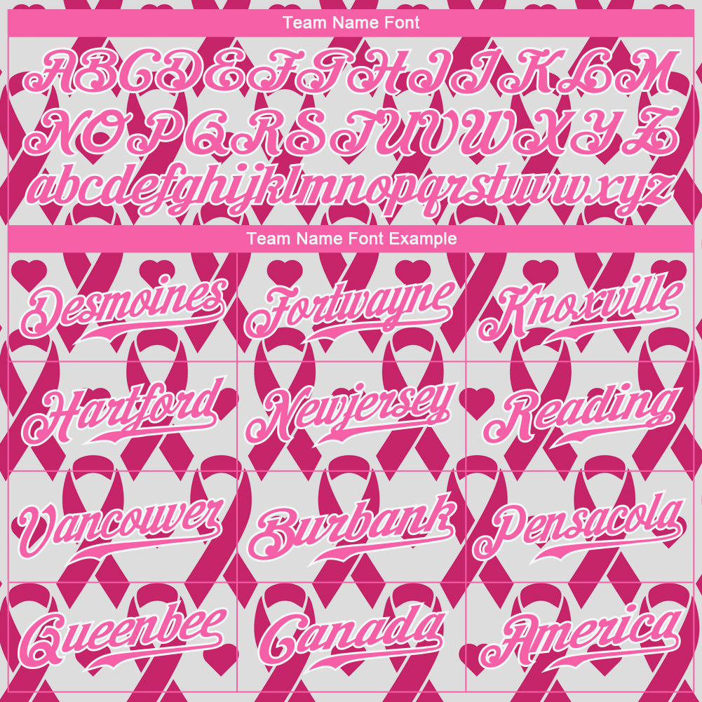 Custom Pink Pink-White 3D Pattern Design Breast Cancer Authentic Baseball Jersey - Sky-Custom