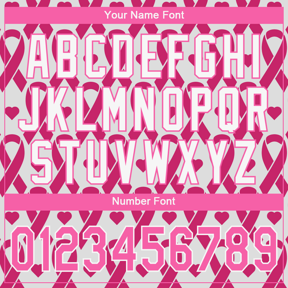Custom Pink Pink-White 3D Pattern Design Breast Cancer Authentic Baseball Jersey - Sky-Custom