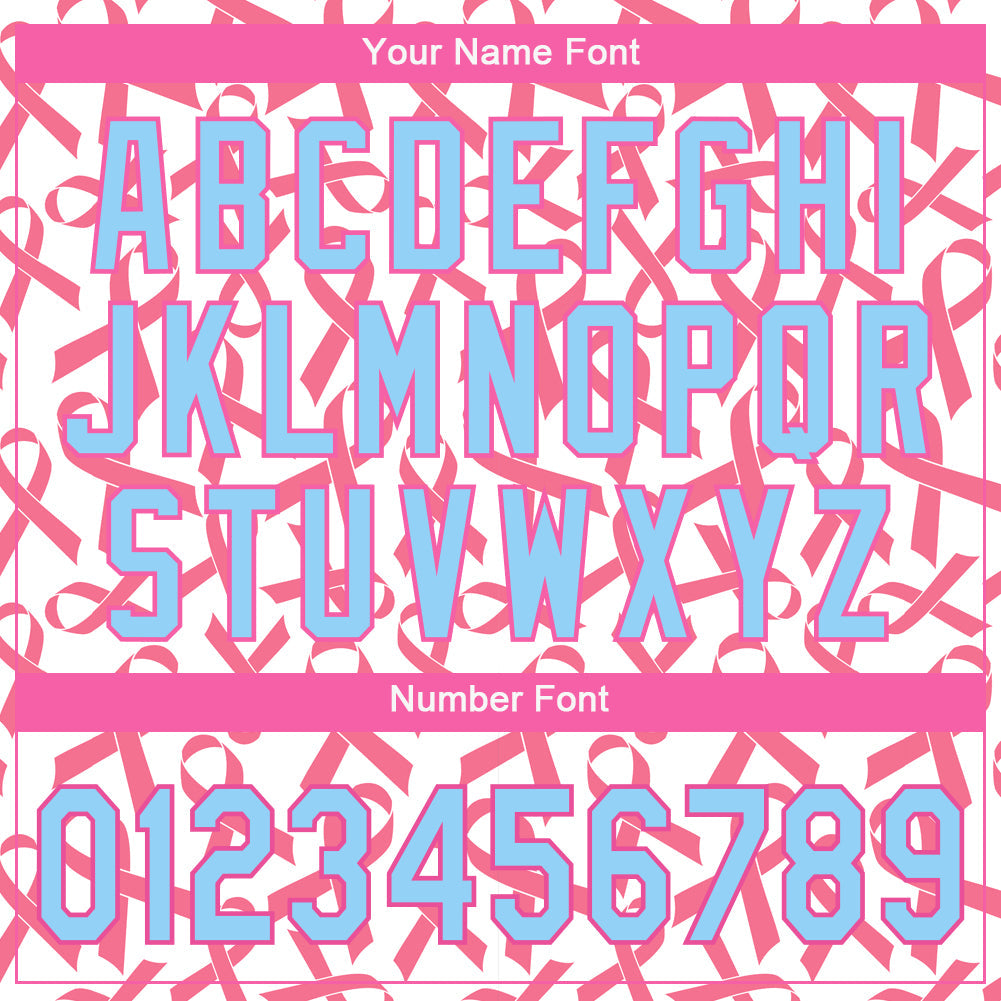 Custom Pink Light Blue-Pink 3D Pattern Design Breast Cancer Authentic Baseball Jersey - Sky-Custom