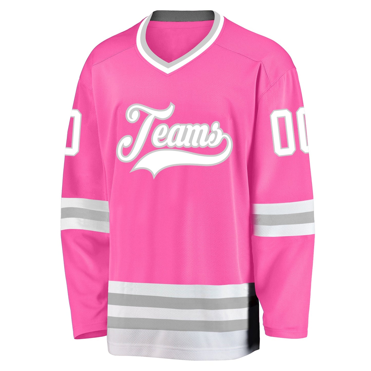Custom Pink White-Gray Hockey Jersey - Sky-Custom