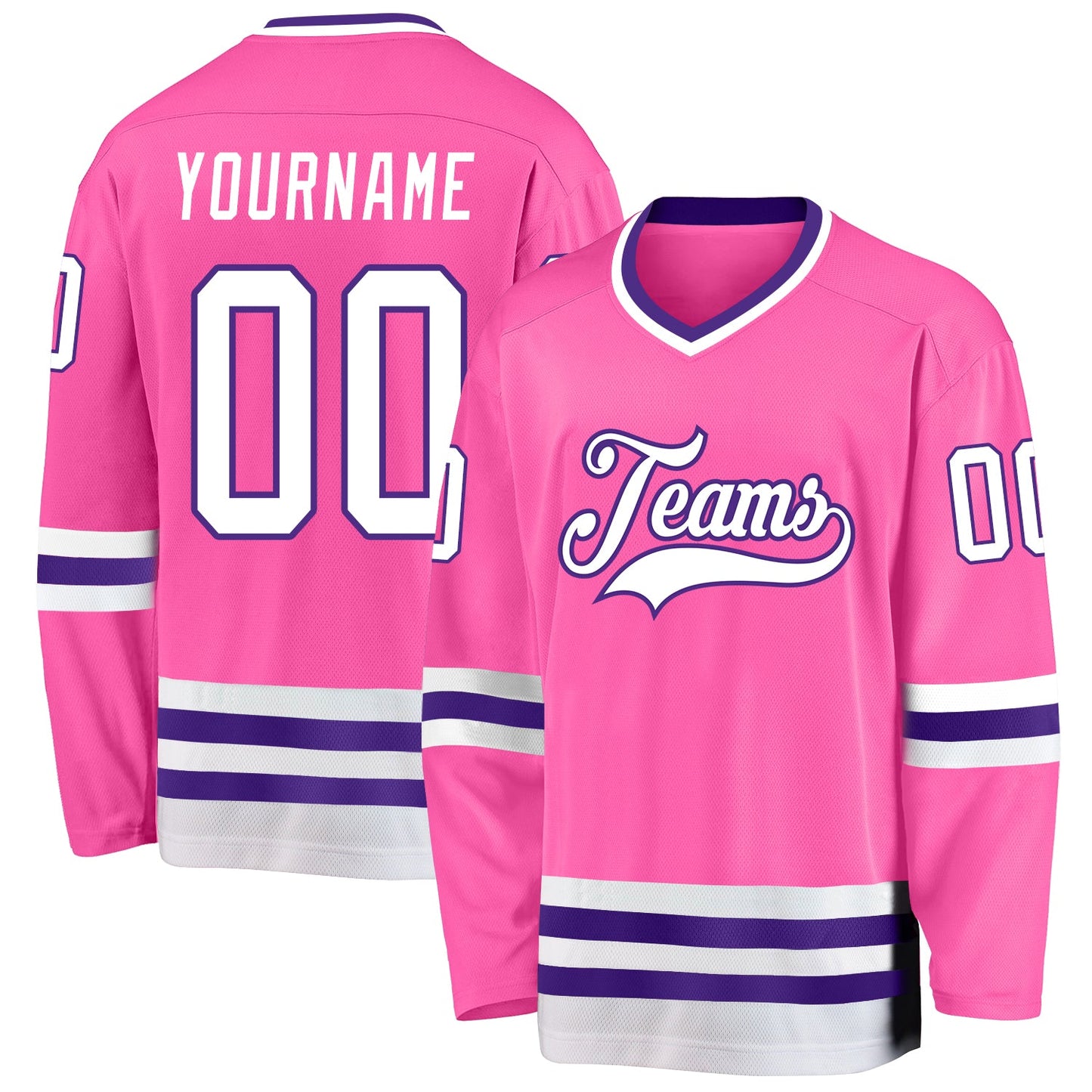 Custom Pink White-Purple Hockey Jersey - Sky-Custom