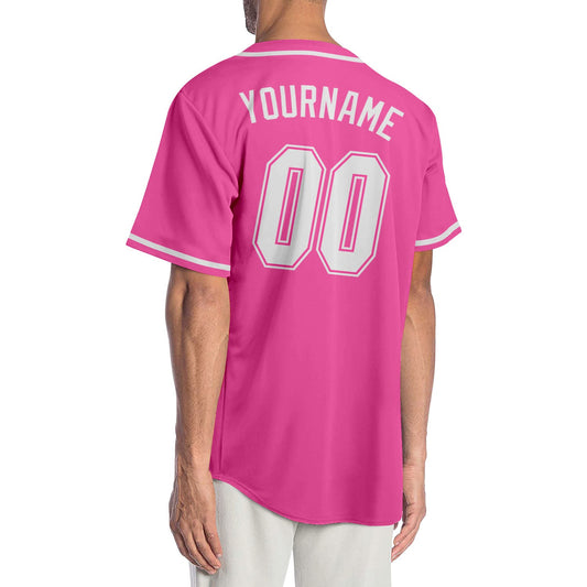 Custom Pink White Authentic Baseball Jersey - Sky-Custom
