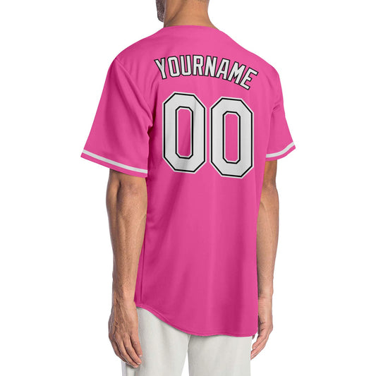 Custom Pink White-Black Authentic Baseball Jersey - Sky-Custom