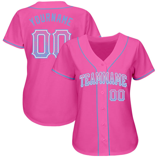 Custom Pink Light Blue-White Authentic Drift Fashion Baseball Jersey - Sky-Custom