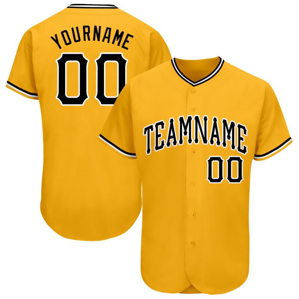 Custom Gold Black-White Baseball Jersey - Sky-Custom
