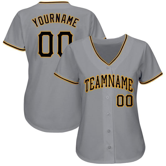Custom Gray Black-Gold Baseball Jersey - Sky-Custom