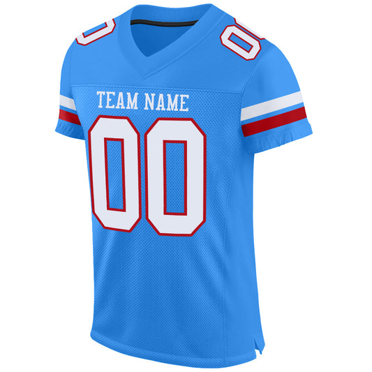 Custom Powder Blue White-Red Mesh Authentic Football Jersey - Sky-Custom