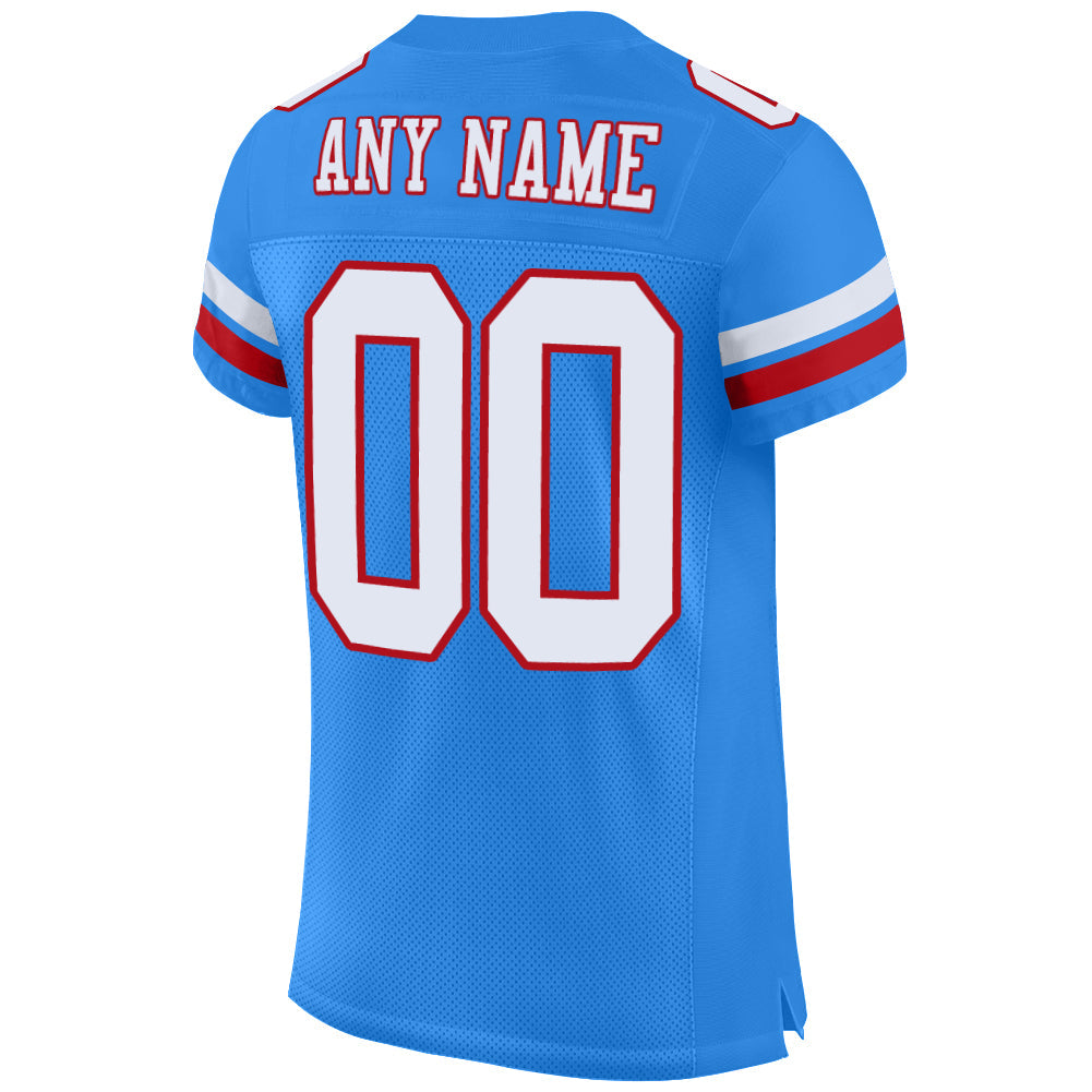 Custom Powder Blue White-Red Mesh Authentic Football Jersey - Sky-Custom