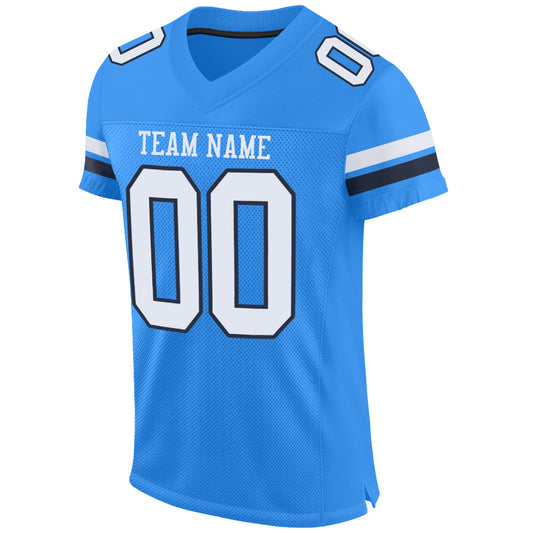 Custom Powder Blue White-Navy Mesh Authentic Football Jersey - Sky-Custom