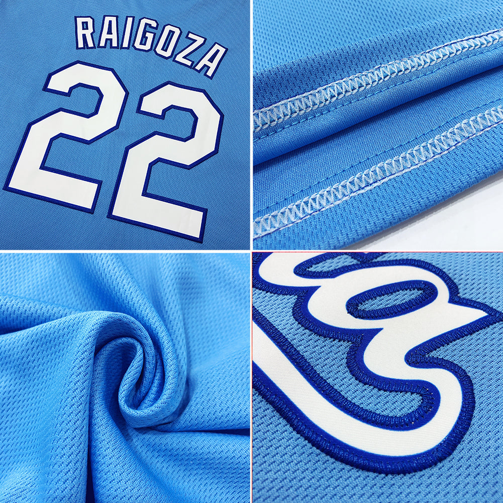 Custom Powder Blue White-Red Authentic American Flag Fashion Baseball Jersey - Sky-Custom