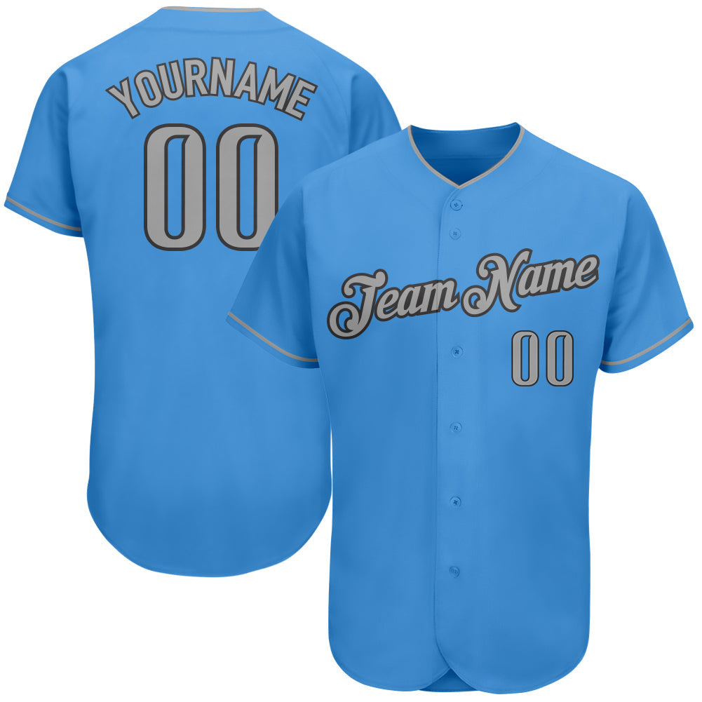 Custom Powder Blue Gray-Steel Gray Authentic Baseball Jersey - Sky-Custom