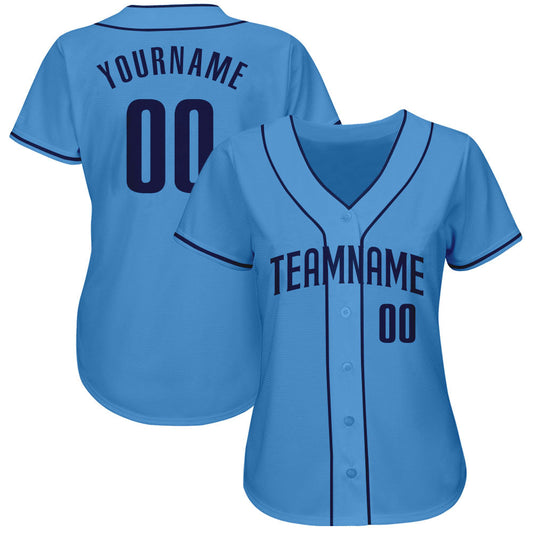 Custom Powder Blue Navy Authentic Baseball Jersey - Sky-Custom