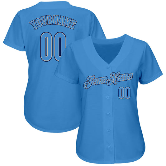 Custom Powder Blue Powder Blue-Navy Authentic Baseball Jersey - Sky-Custom