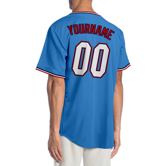 Custom Powder Blue White-Red Authentic Baseball Jersey - Sky-Custom