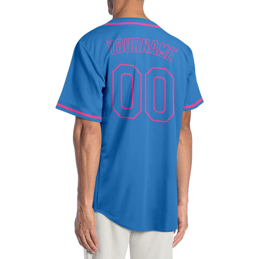 Custom Powder Blue Powder Blue-Pink Authentic Baseball Jersey - Sky-Custom