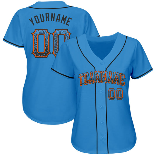 Custom Powder Blue Black-Orange Authentic Drift Fashion Baseball Jersey - Sky-Custom