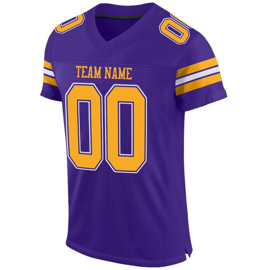Custom Purple Gold-White Mesh Authentic Football Jersey - Sky-Custom