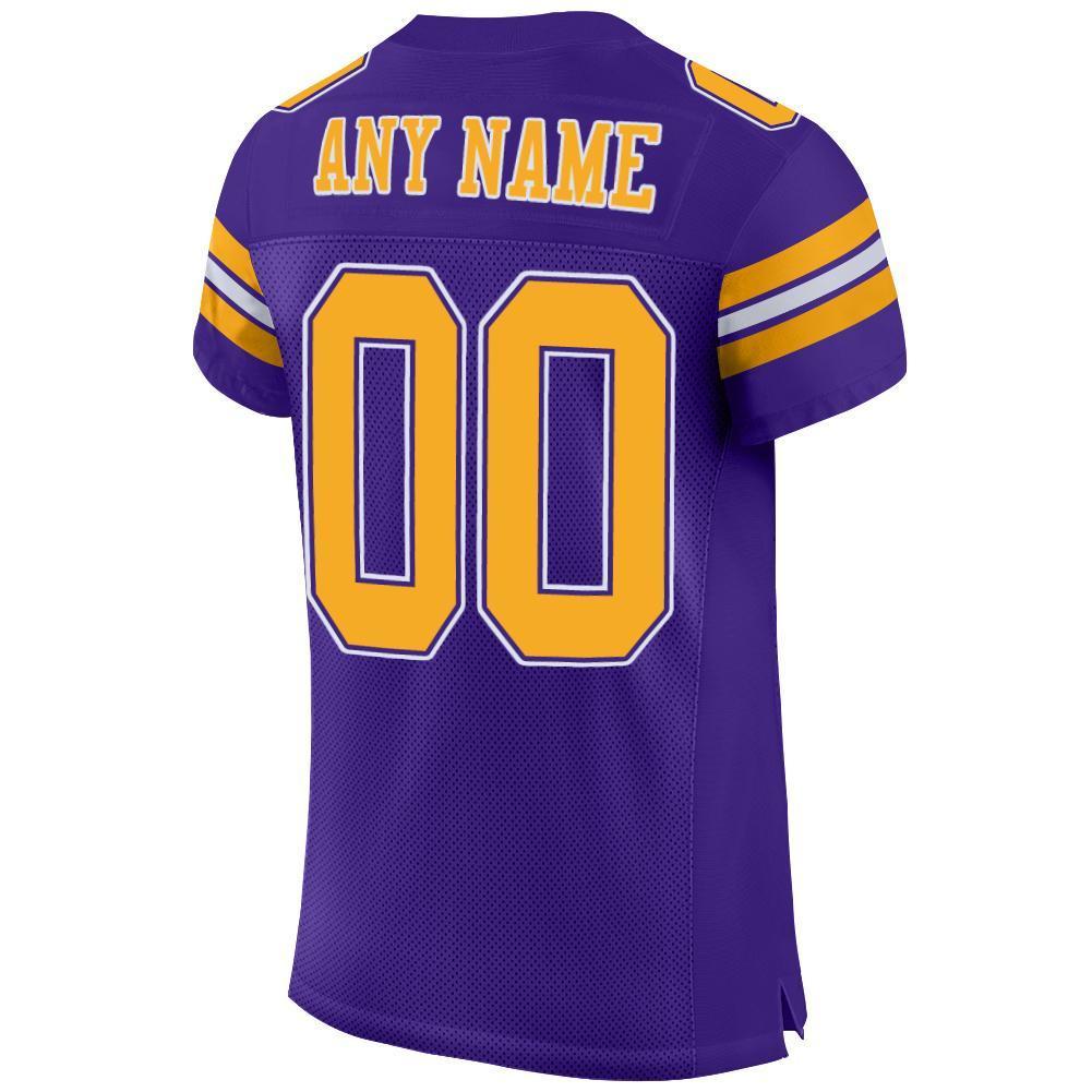 Custom Purple Gold-White Mesh Authentic Football Jersey - Sky-Custom