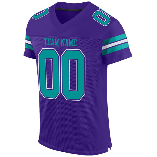 Custom Purple Aqua-White Mesh Authentic Football Jersey - Sky-Custom