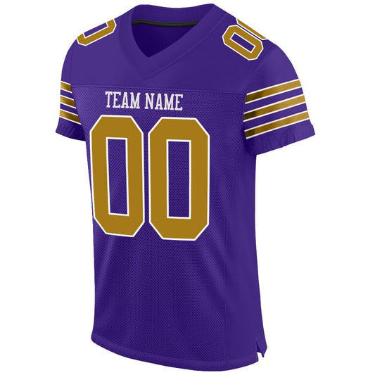 Custom Purple Old Gold-White Mesh Authentic Football Jersey - Sky-Custom