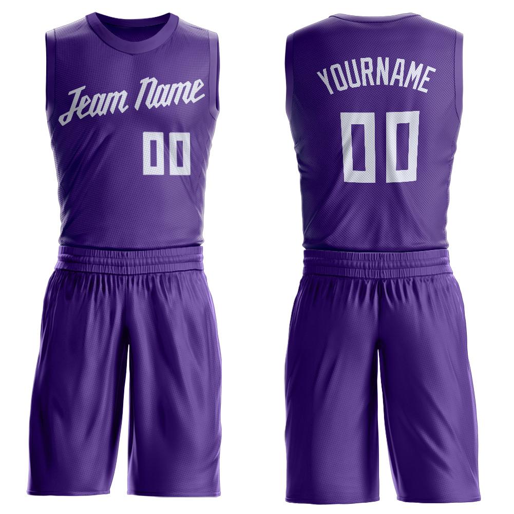 Custom Purple White Round Neck Suit Basketball Jersey - Sky-Custom