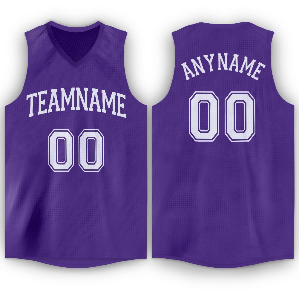 Custom Purple White V-Neck Basketball Jersey - Sky-Custom
