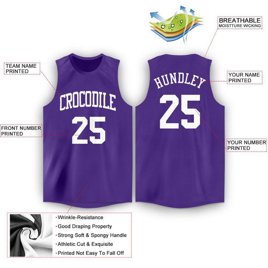 Custom Purple White Round Neck Basketball Jersey - Sky-Custom
