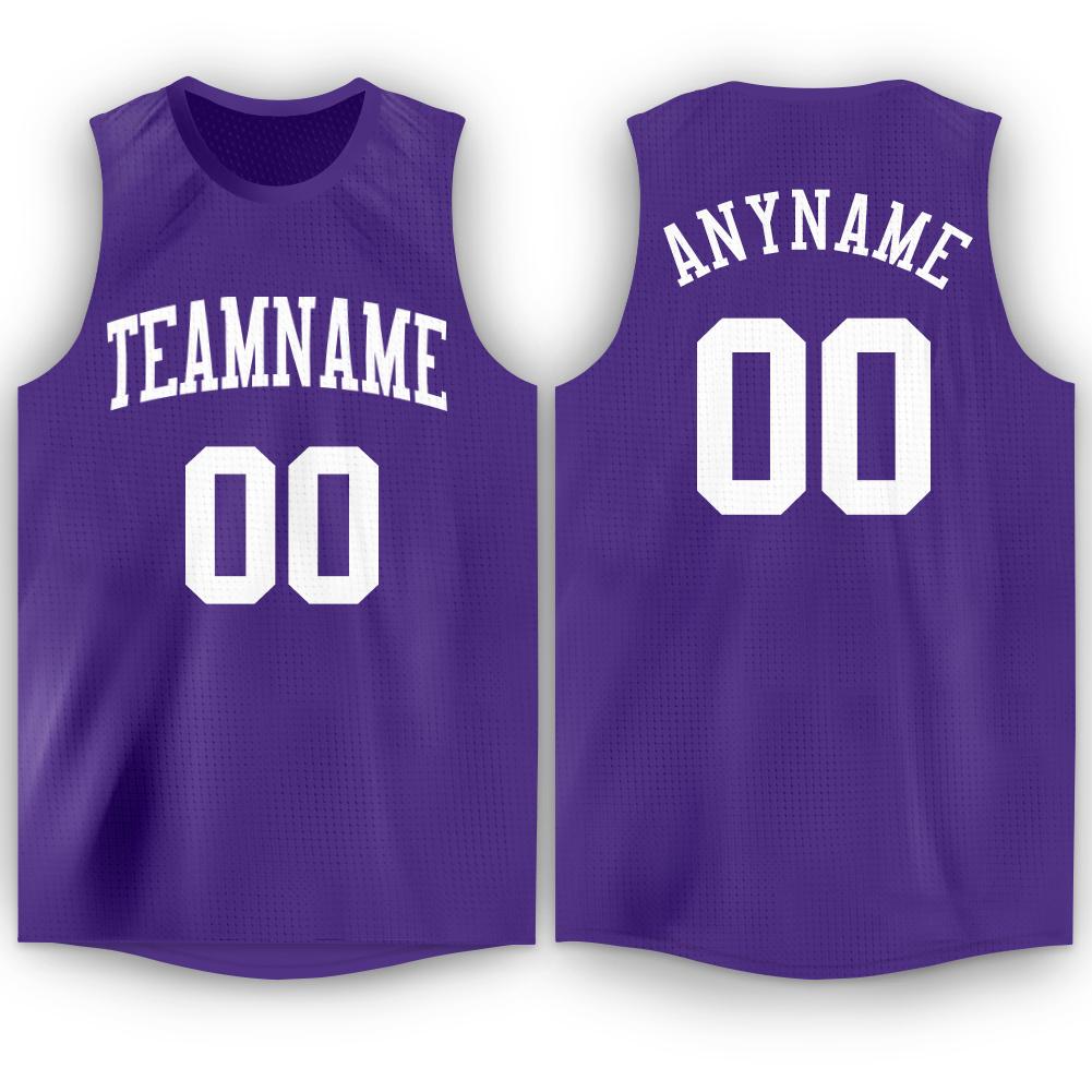 Custom Purple White Round Neck Basketball Jersey - Sky-Custom
