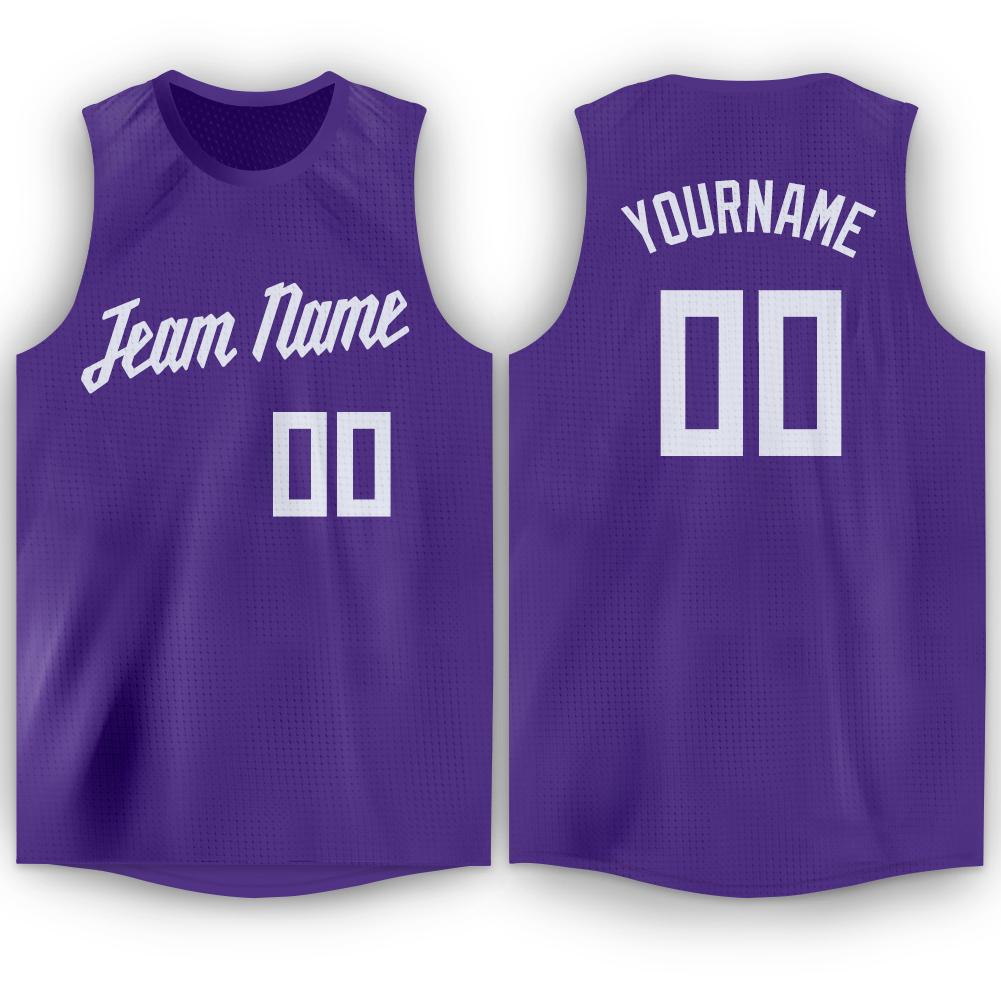 Custom Purple White Round Neck Basketball Jersey - Sky-Custom