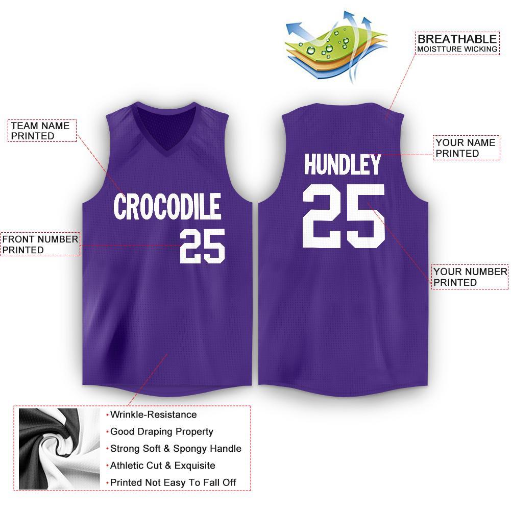 Custom Purple White V-Neck Basketball Jersey - Sky-Custom