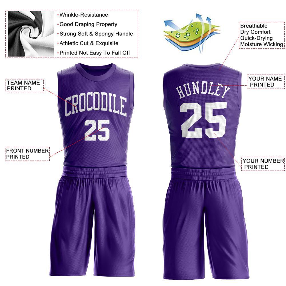 Custom Purple White Round Neck Suit Basketball Jersey - Sky-Custom