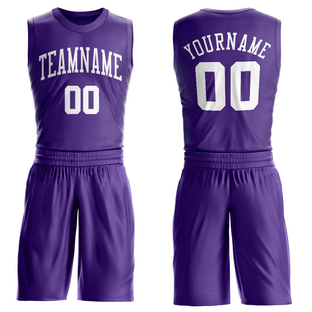 Custom Purple White Round Neck Suit Basketball Jersey - Sky-Custom