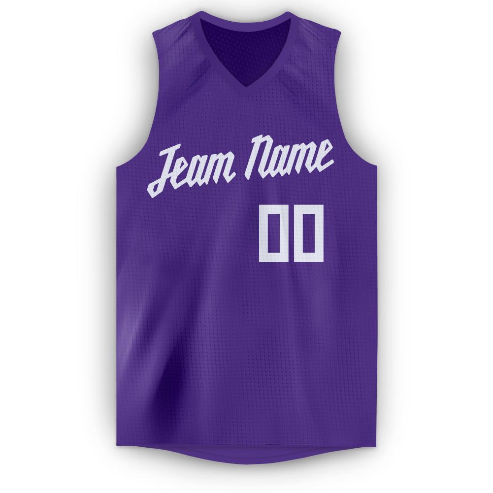 Custom Purple White V-Neck Basketball Jersey - Sky-Custom