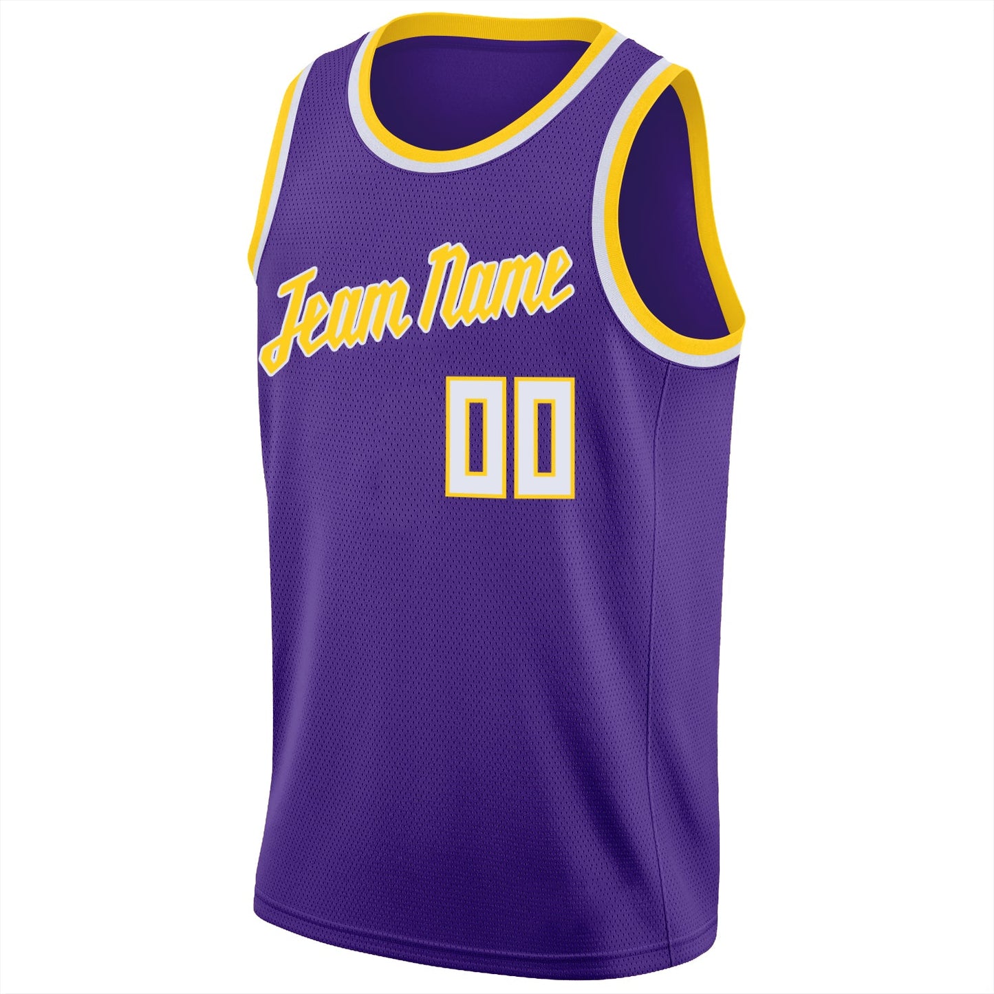 Custom Purple White-Gold Round Neck Rib-Knit Basketball Jersey - Sky-Custom