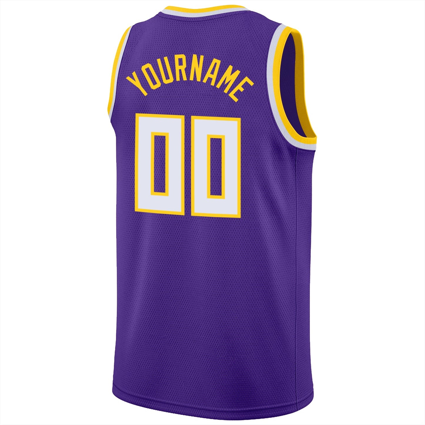 Custom Purple White-Gold Round Neck Rib-Knit Basketball Jersey - Sky-Custom
