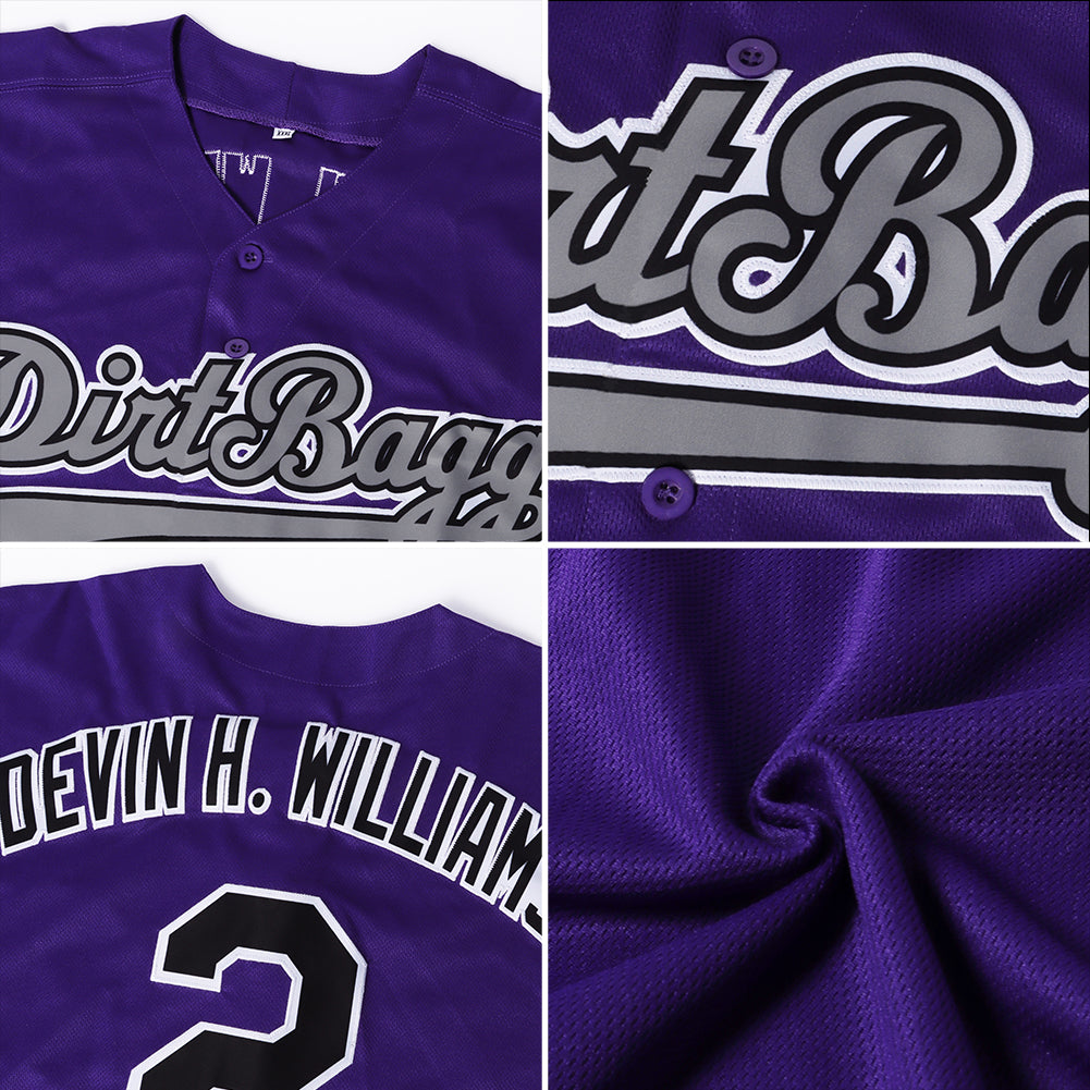 Custom Purple White-Old Gold Authentic Baseball Jersey - Sky-Custom